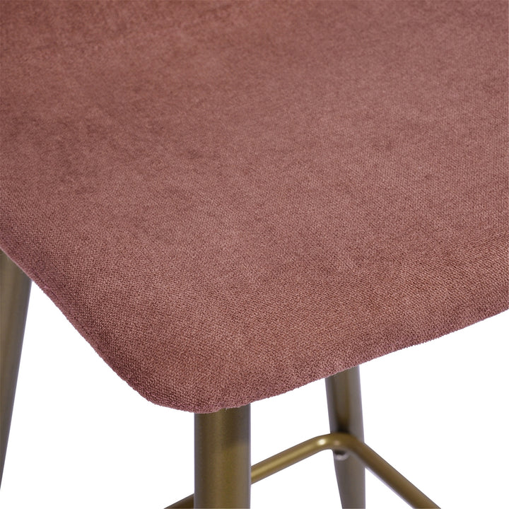 Set of Two 29" Mauve And Gold Steel Bar Height Bar Chairs