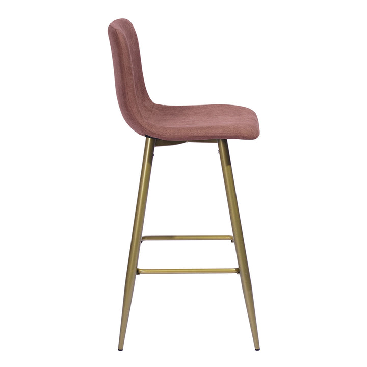 Set of Two 29" Mauve And Gold Steel Bar Height Bar Chairs