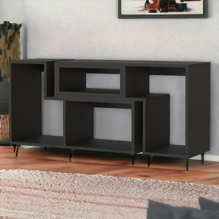 63" Black Open Shelving TV Stand