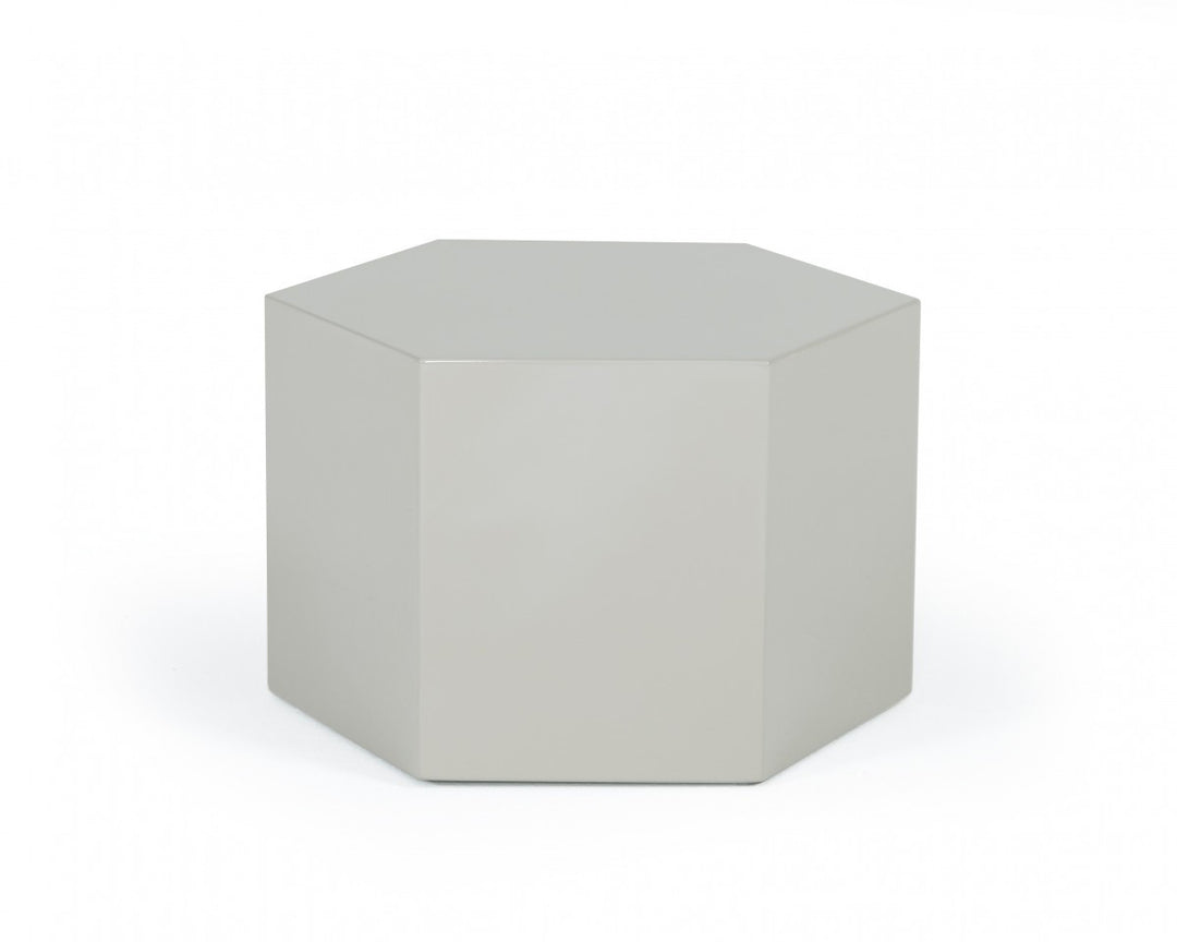 9" Light Gray Hexagon End Table