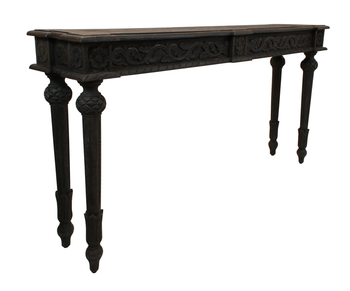 54" Gray Solid Wood Distressed Console Table