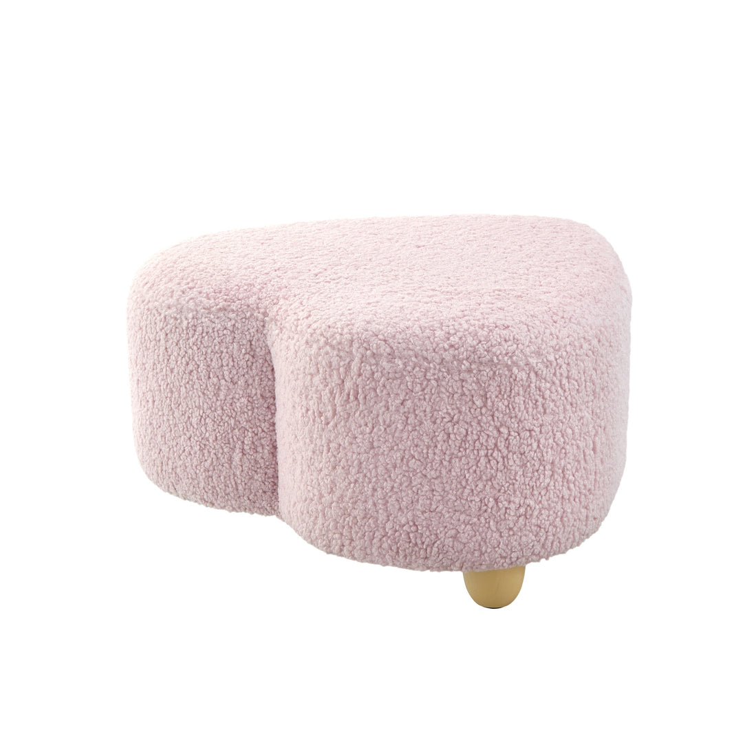 25" Pink Sherpa And Brown Specialty Ottoman