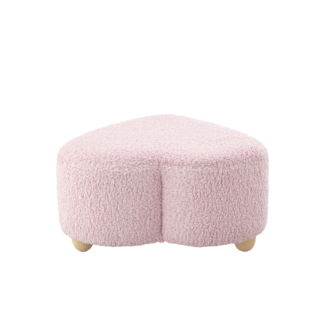 25" Pink Sherpa And Brown Specialty Ottoman