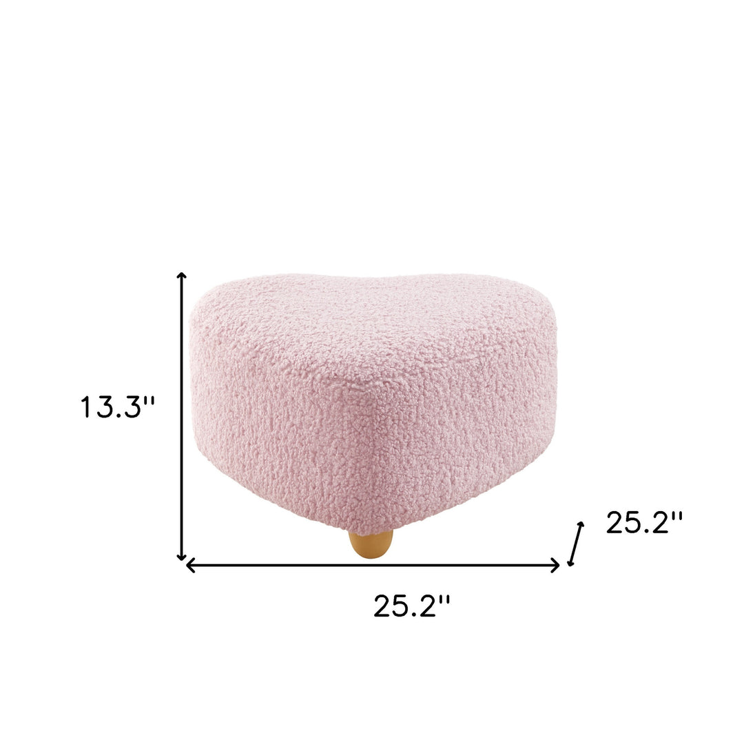 25" Pink Sherpa And Brown Specialty Ottoman