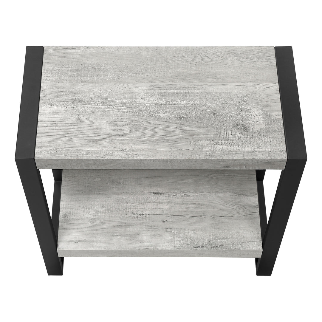 24" Black And Grey End Table With Shelf