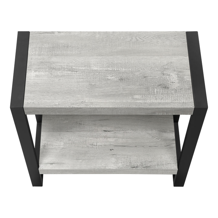 24" Black And Grey End Table With Shelf