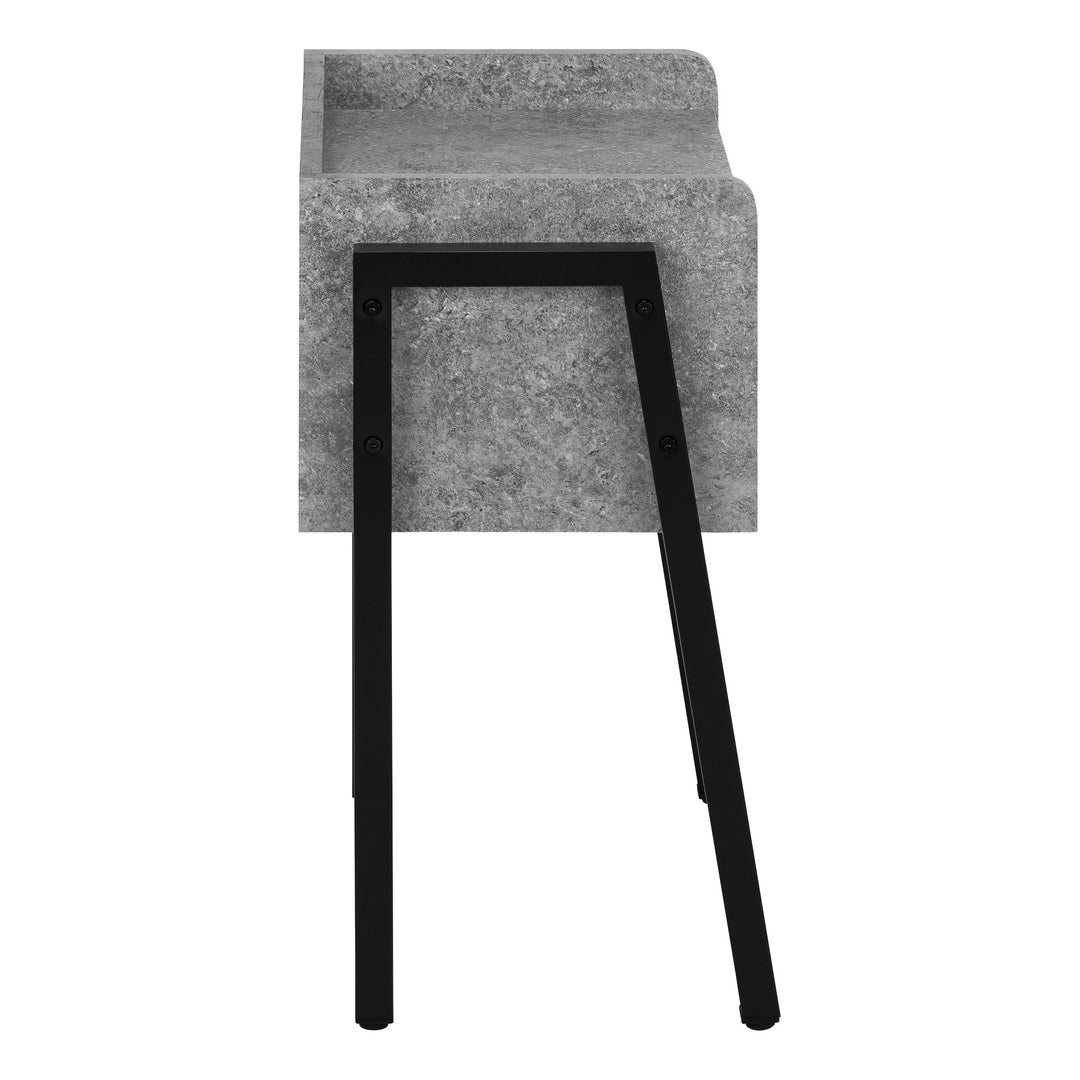 23" Black And Grey Faux Stone End Table With Shelf