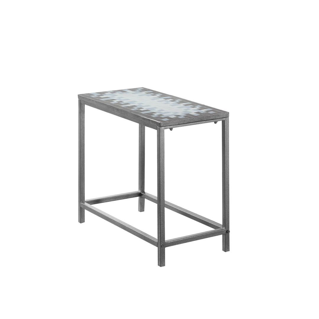 22" Gray And White Tile End Table