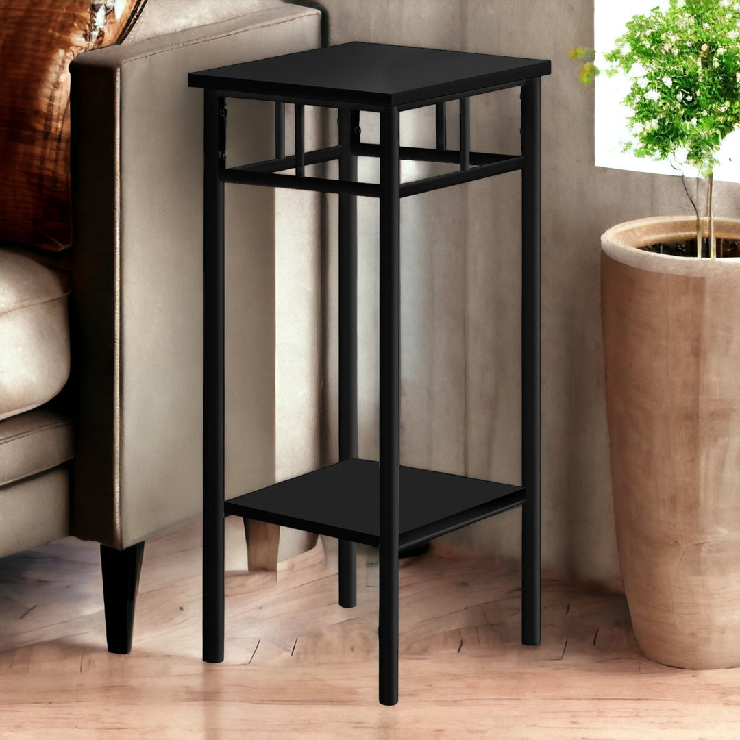 28" Black End Table With Shelf