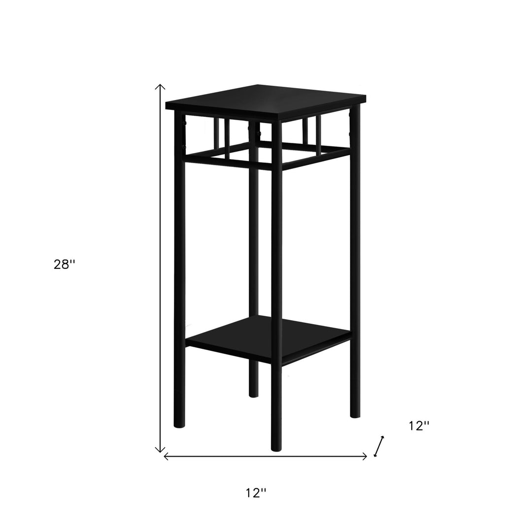 28" Black End Table With Shelf