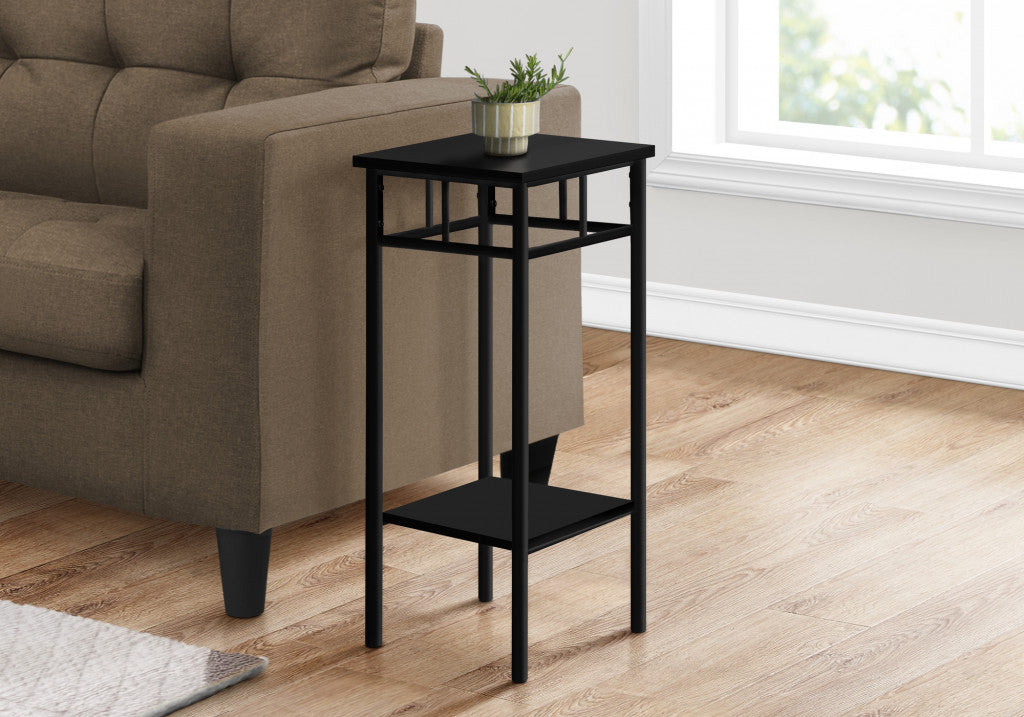 28" Black End Table With Shelf