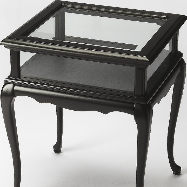 25" Black Glass Rectangular End Table