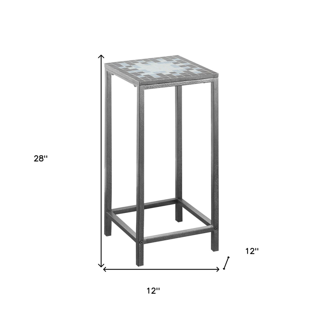 28" Grey Tile End Table