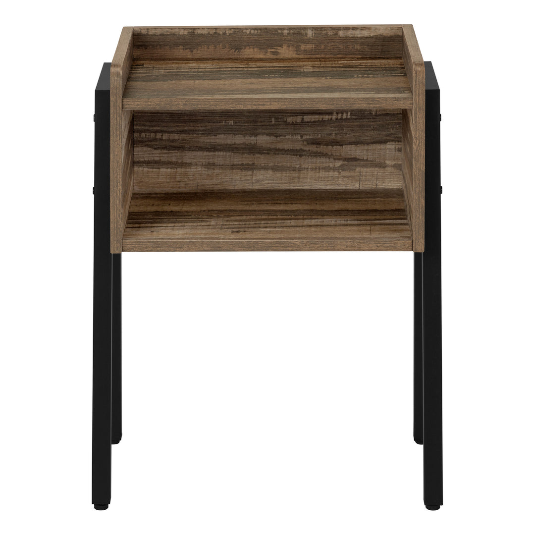 23" Black And Brown End Table With Shelf