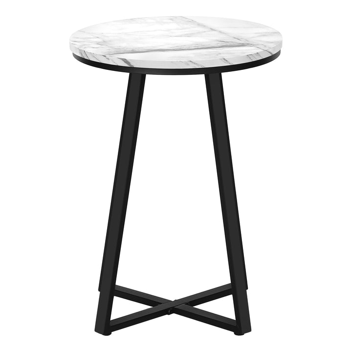 22" Black And White Faux Marble Round End Table