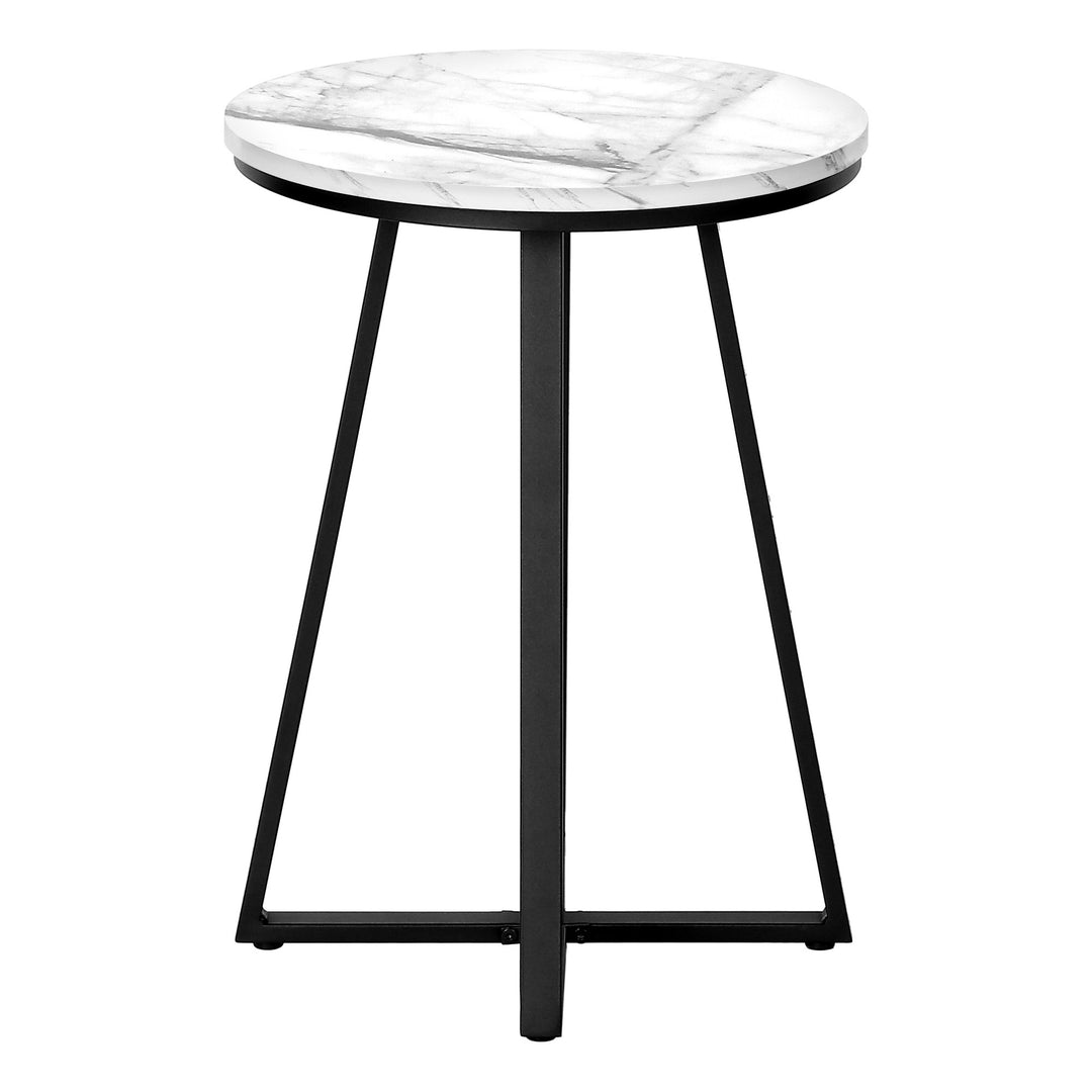 22" Black And White Faux Marble Round End Table