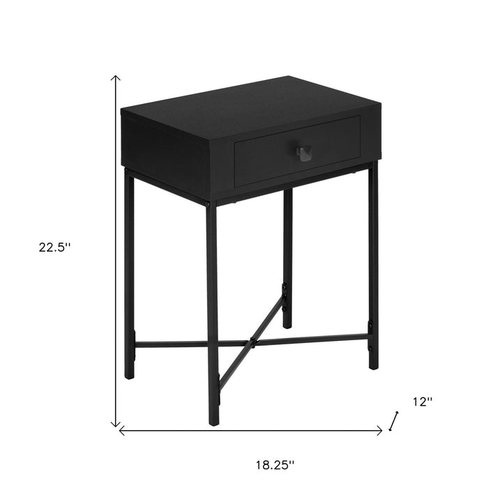 23" Black End Table With Drawer