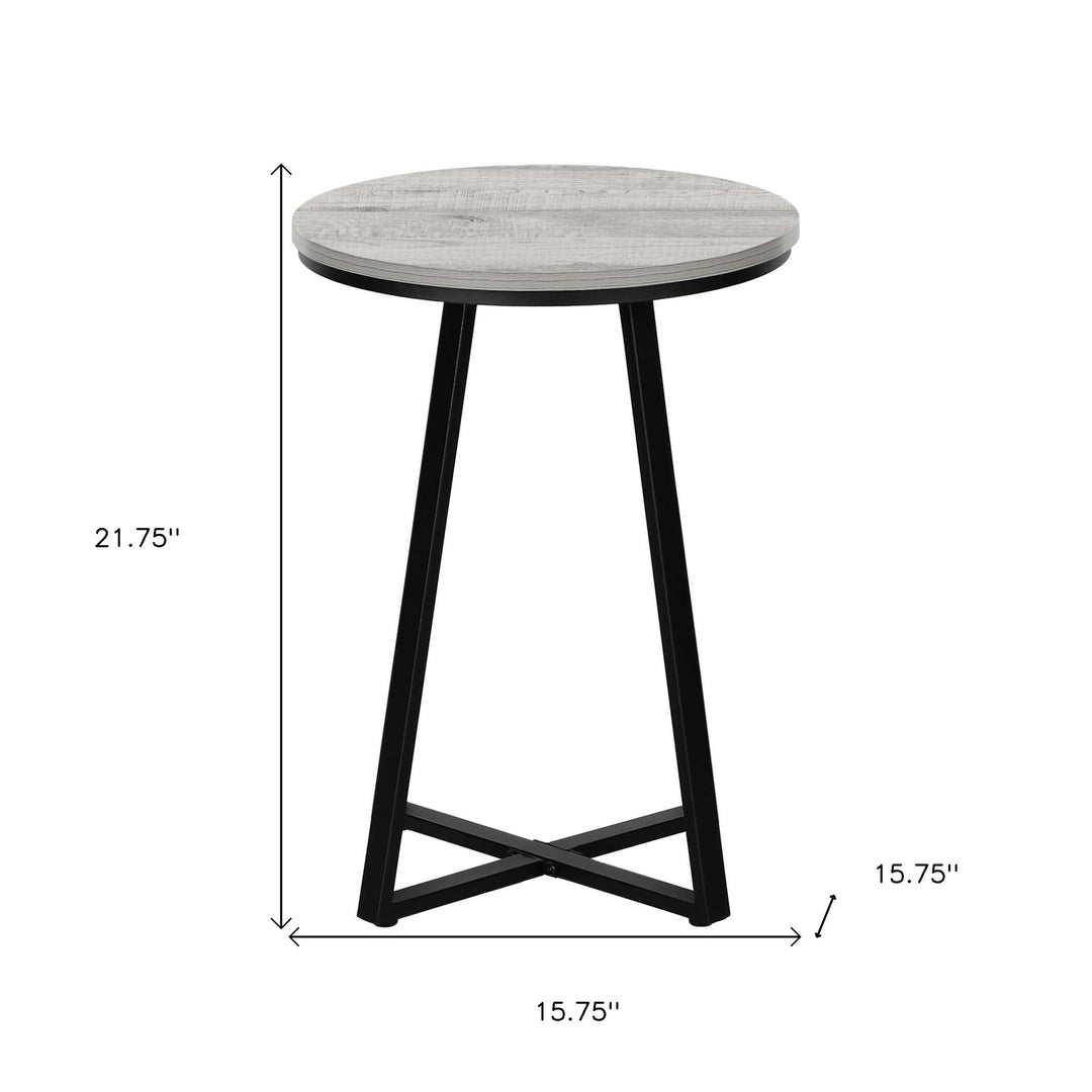 22" Black And Grey Round End Table