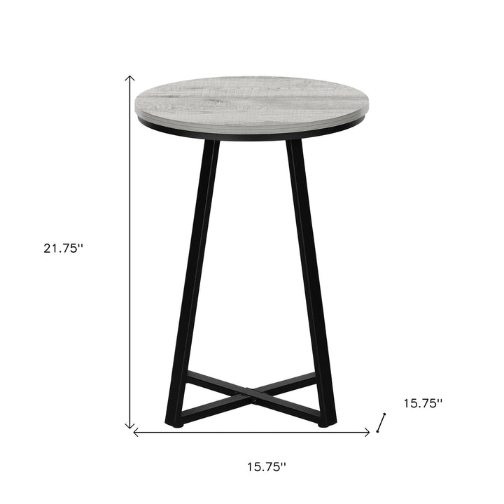 22" Black And Grey Round End Table