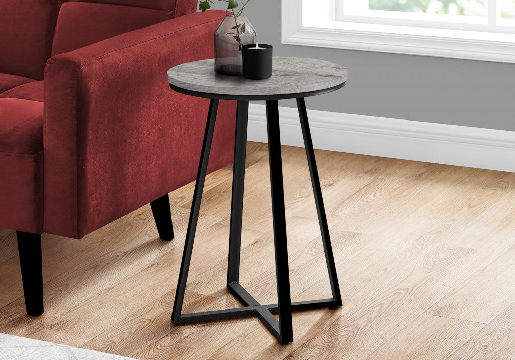 22" Black And Grey Round End Table