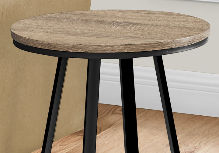 22" Black And Dark Taupe Round End Table