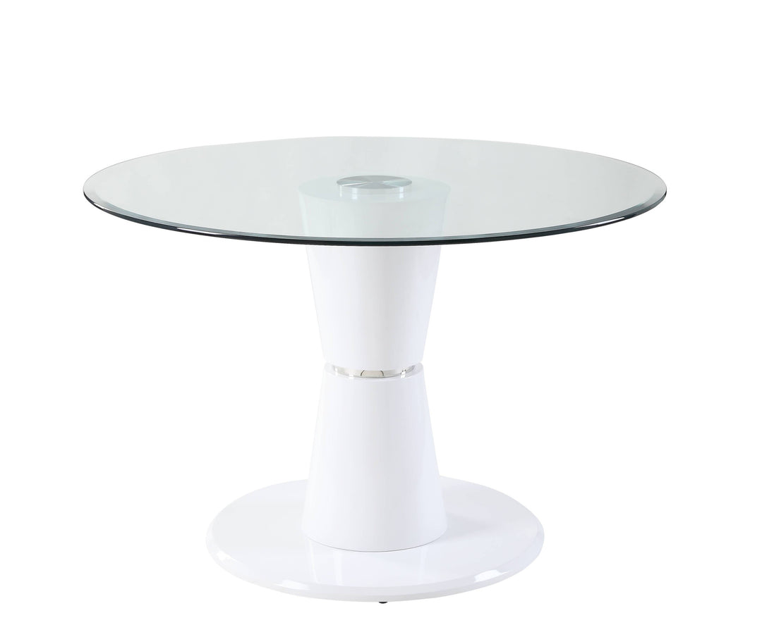 34" Clear And White Glass Round Coffee Table