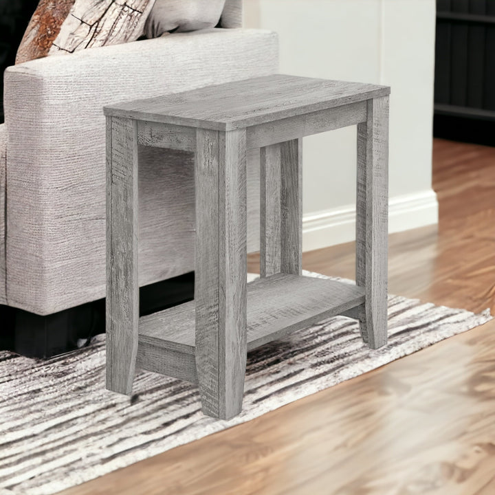 22" Grey End Table With Shelf