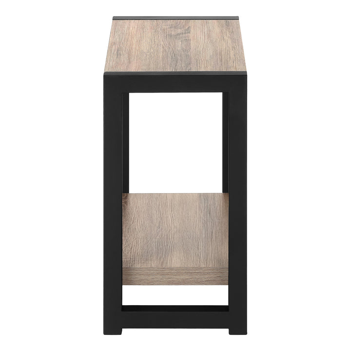 22" Black And Dark Taupe End Table With Shelf