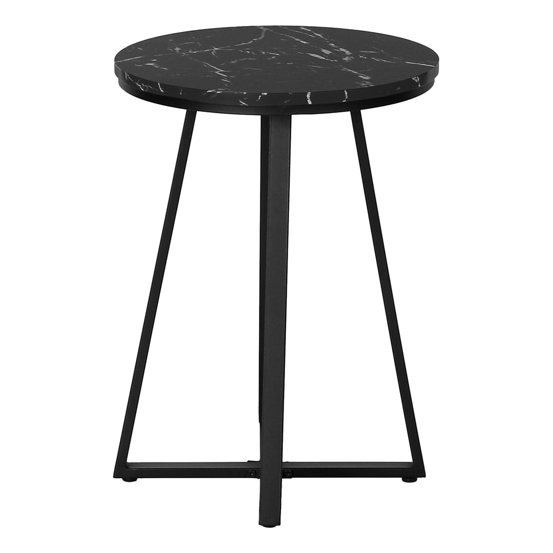 22" Black Faux Marble Round End Table