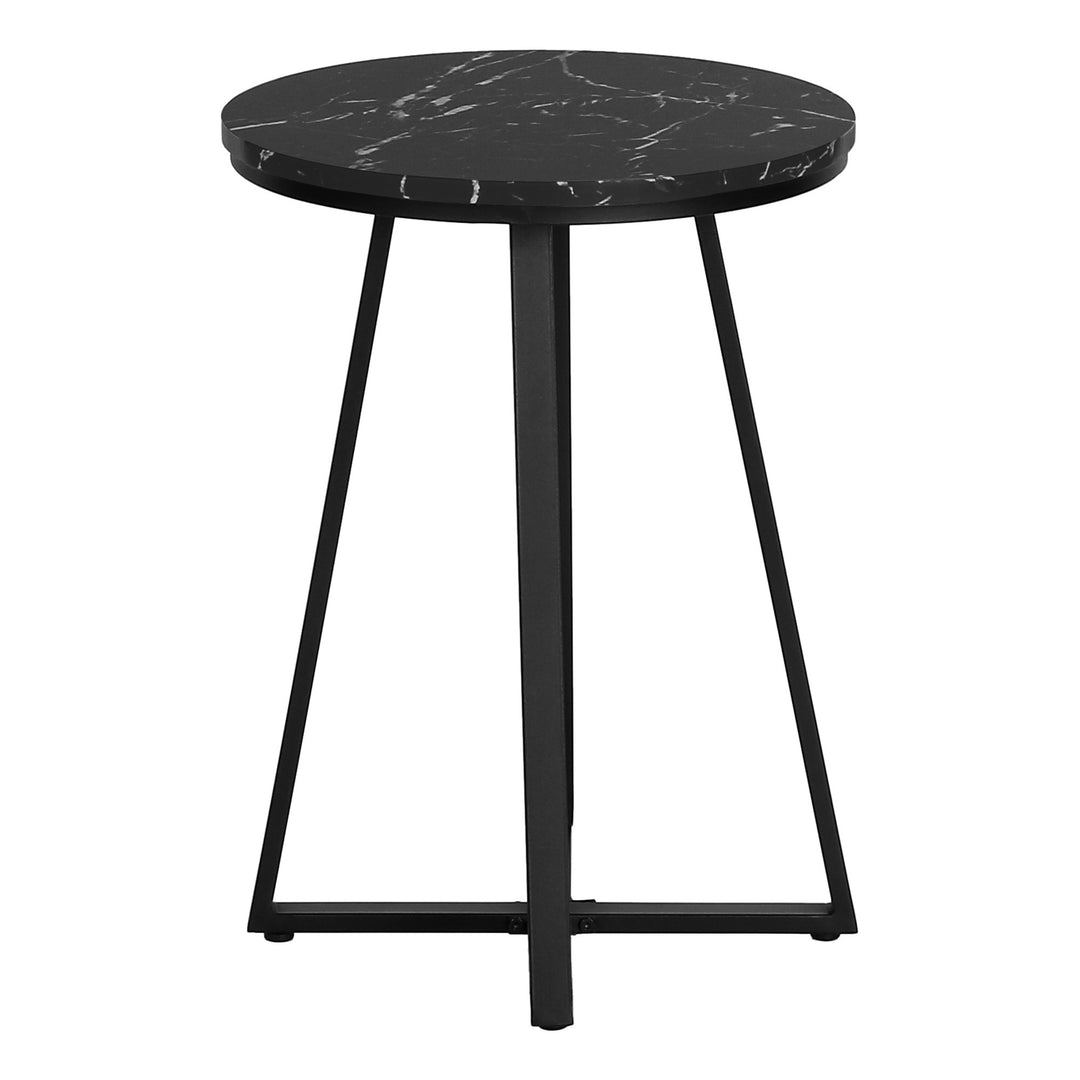 22" Black Faux Marble Round End Table