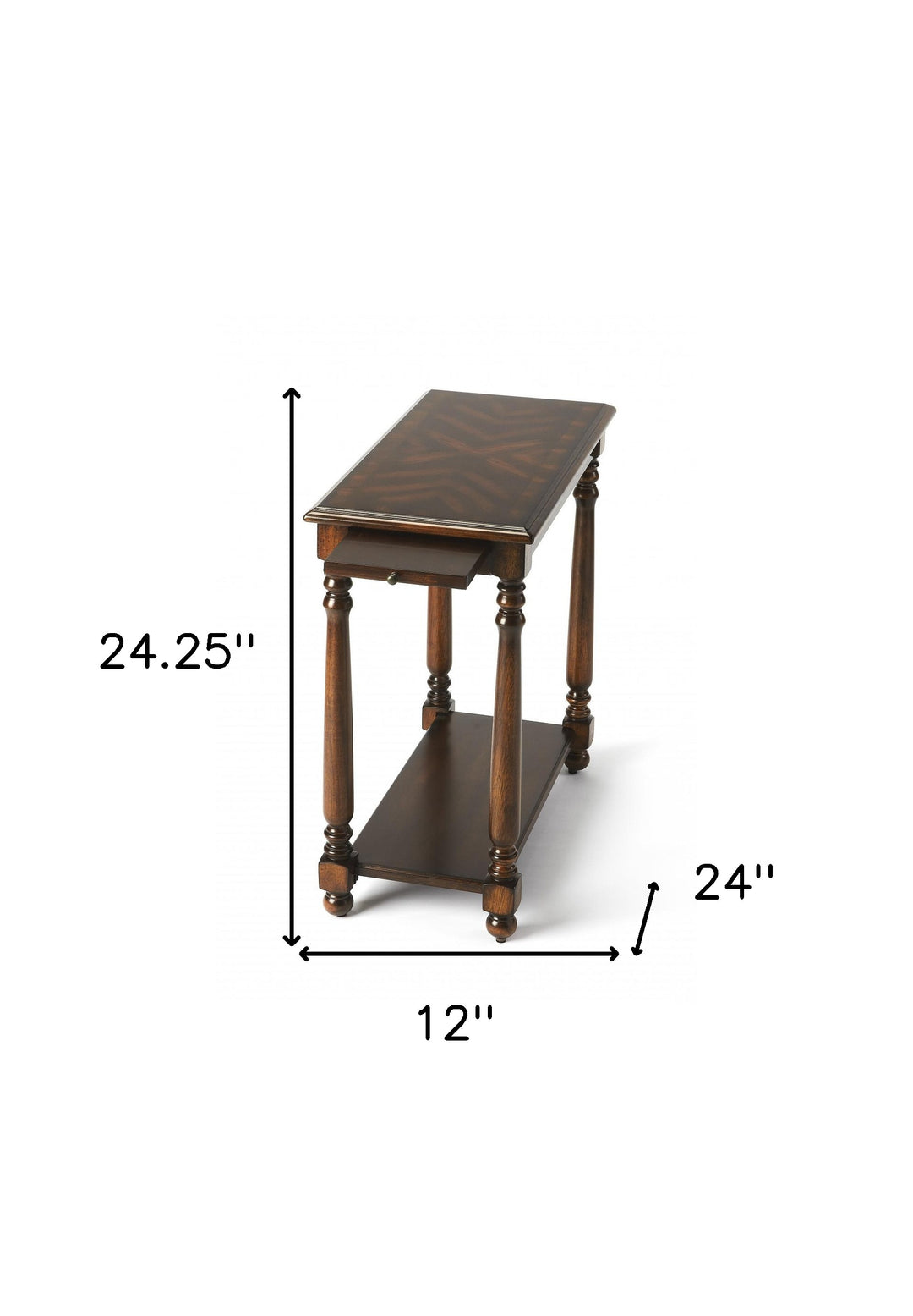 24" Cherry Manufactured Wood Rectangular End Table With Shelf