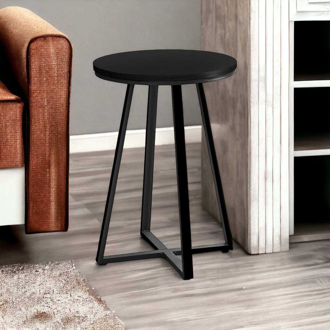 22" Black Round End Table