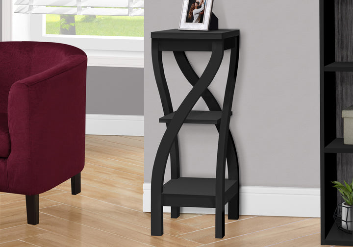 32" Black End Table With Two Shelves