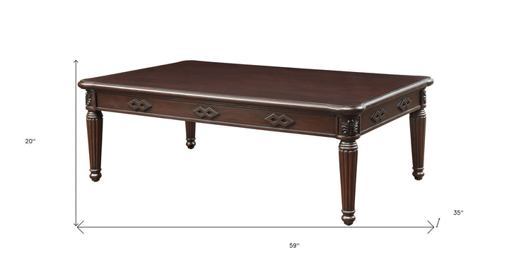 59" Espresso Solid Wood Rectangular Coffee Table