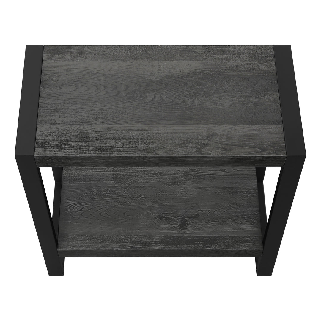 24" Black End Table With Shelf