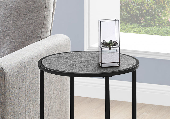 24" Black And Gray Round End Table