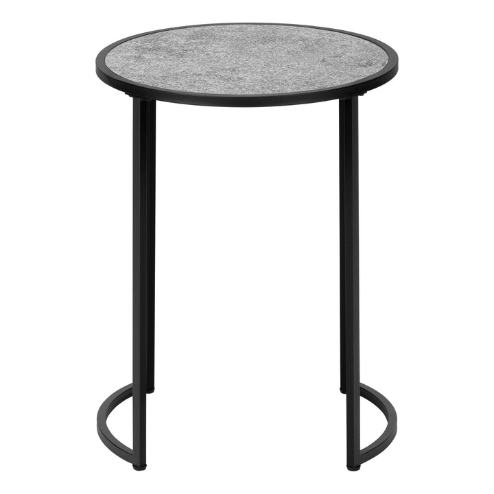 24" Black And Gray Round End Table