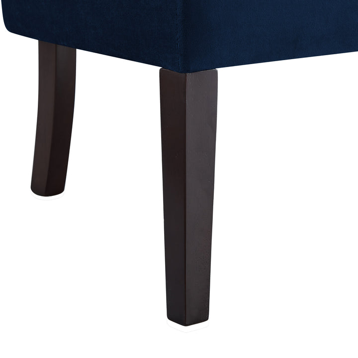 48" Navy Blue And Black Upholstered Velvet Bench