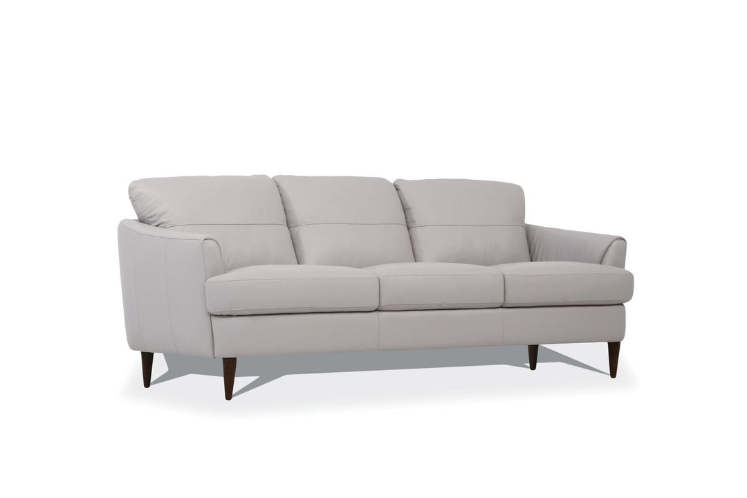 83" Pearl Gray Leather And Black Sofa