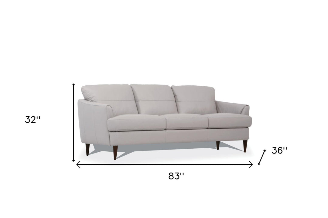 83" Pearl Gray Leather And Black Sofa