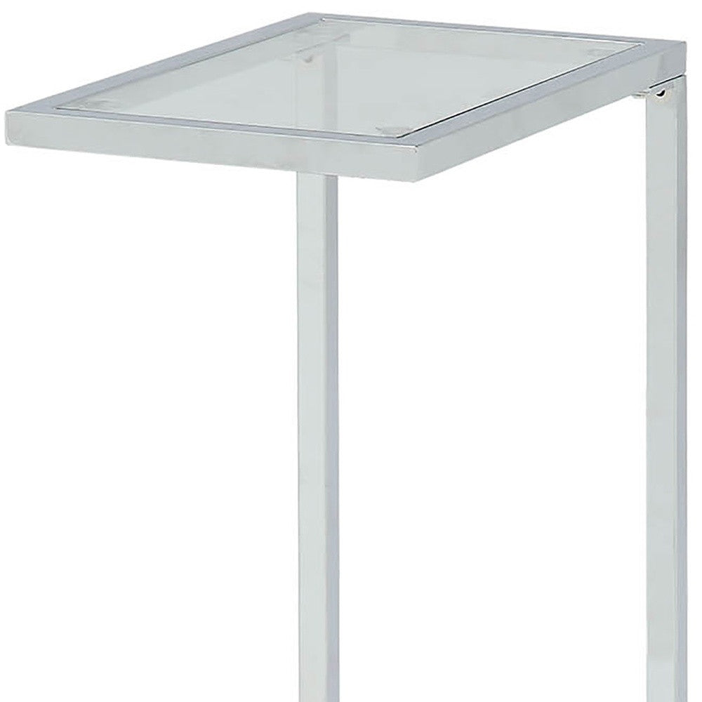 26" Chrome And Clear Glass End Table