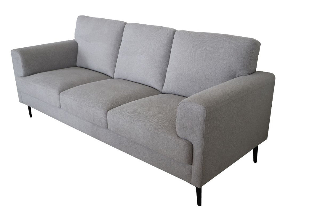 84" Light Gray Linen And Black Sofa