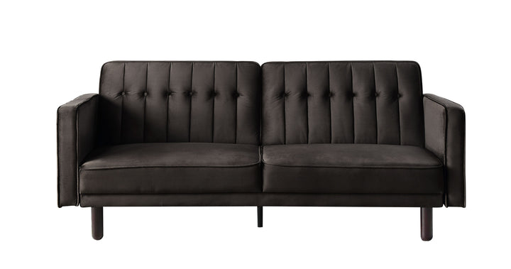 79" Brown Velvet And Black Sleeper Sofa