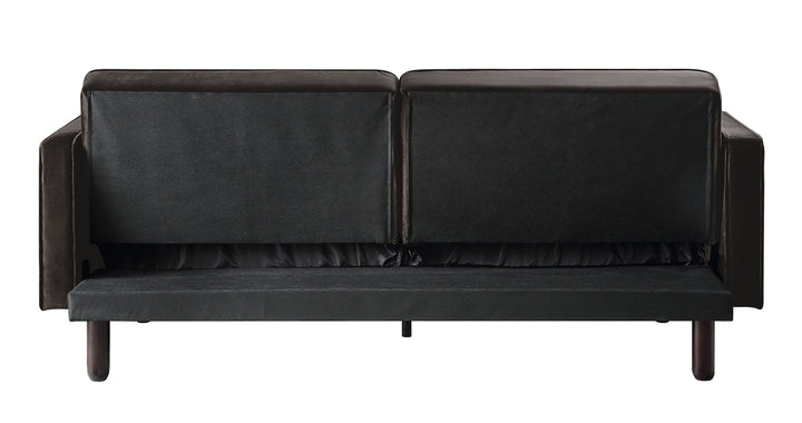 79" Brown Velvet And Black Sleeper Sofa