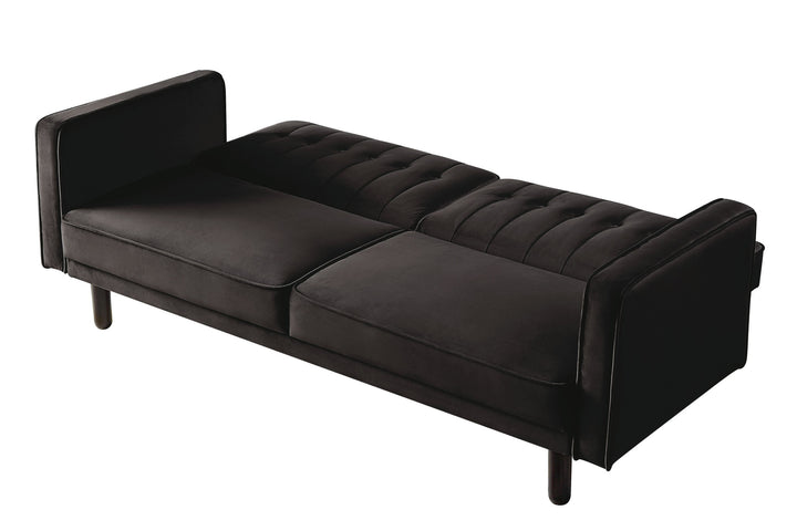 79" Brown Velvet And Black Sleeper Sofa