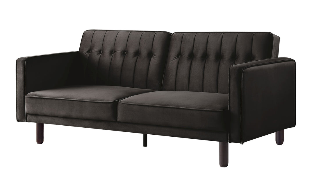 79" Brown Velvet And Black Sleeper Sofa