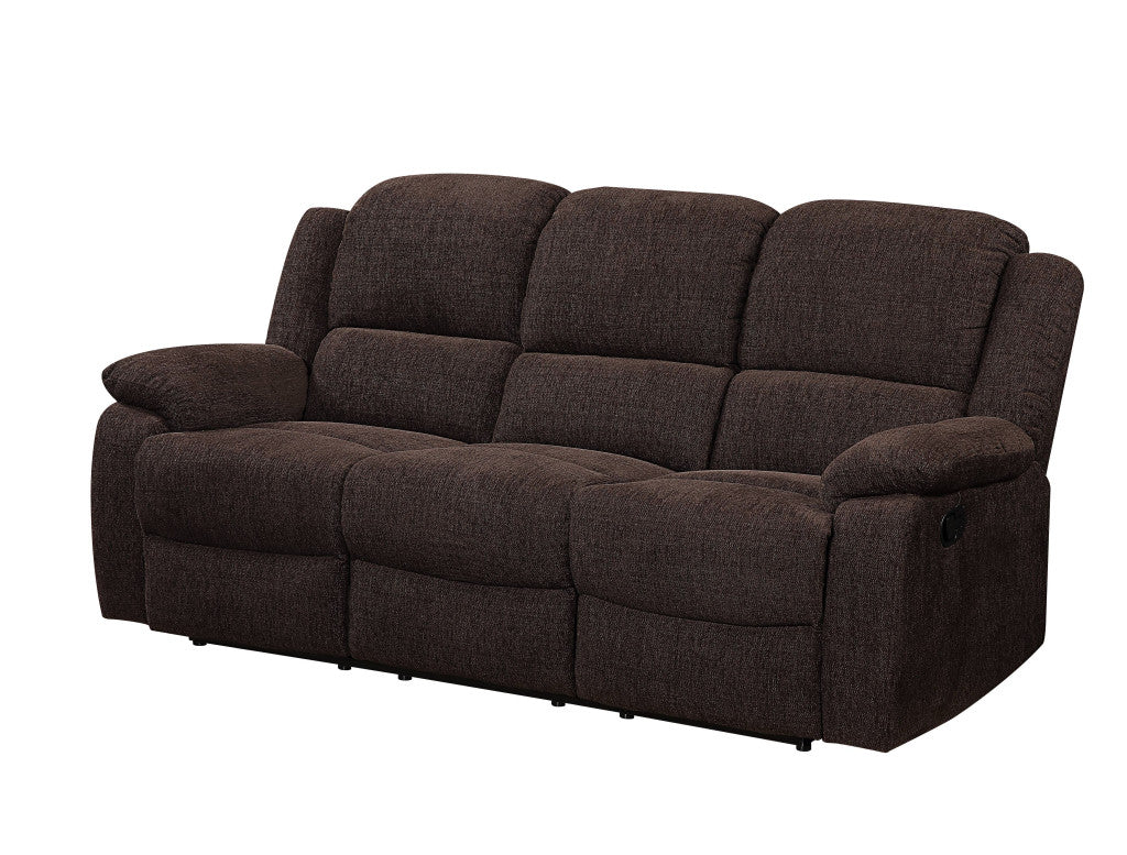 79" Brown And Black Chenille Reclining Sofa