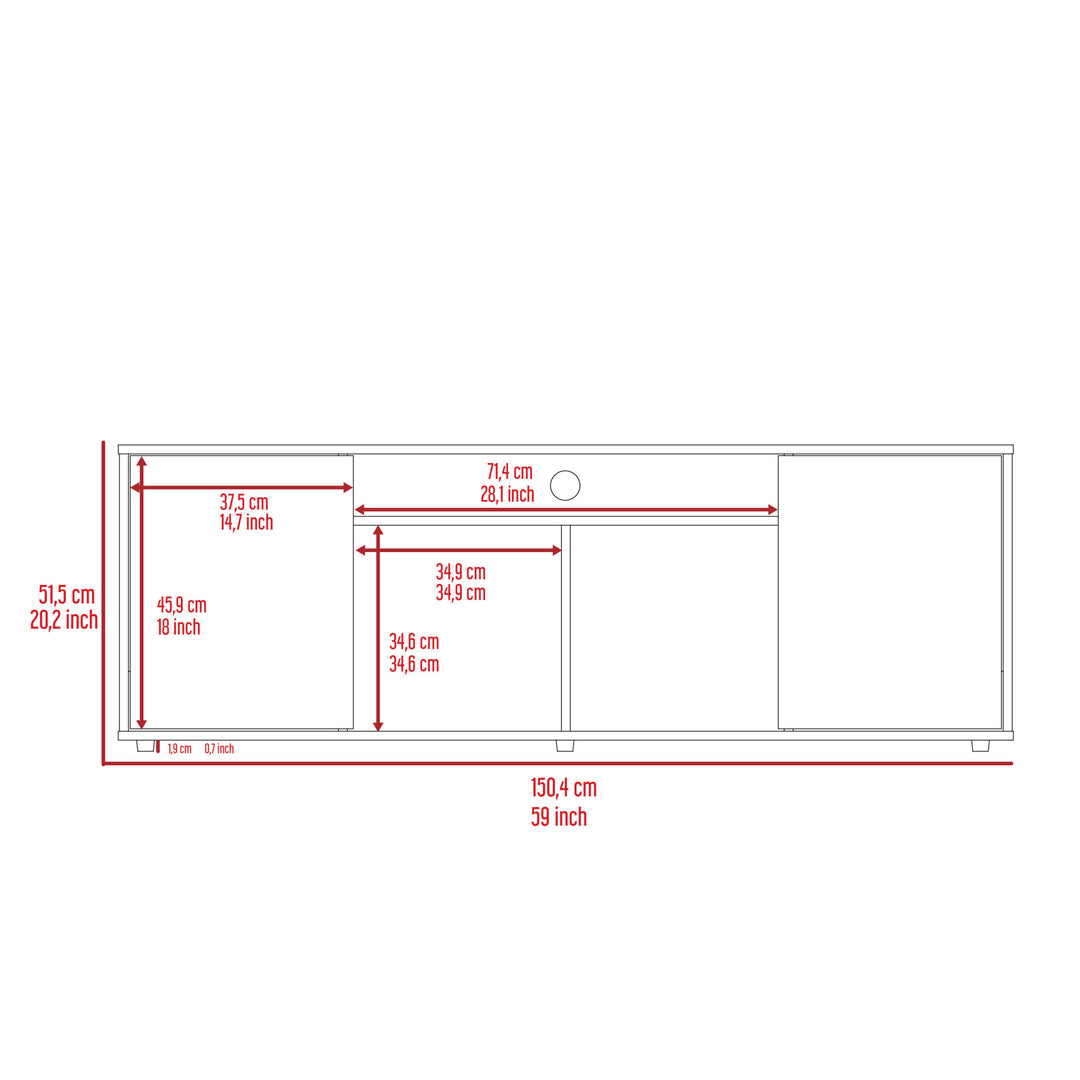 59" Brown and Black Cabinet Enclosed Storage TV Stand