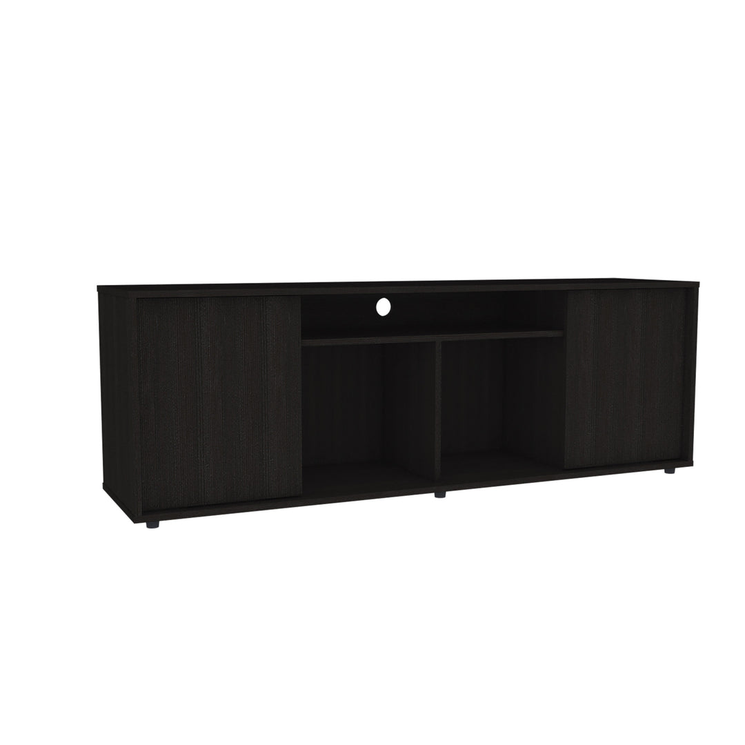 59" Brown and Black Cabinet Enclosed Storage TV Stand