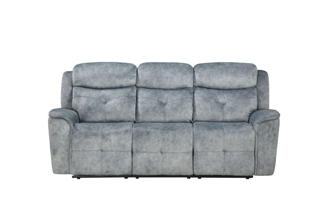 83" Gray And Black Velvet Reclining Sofa